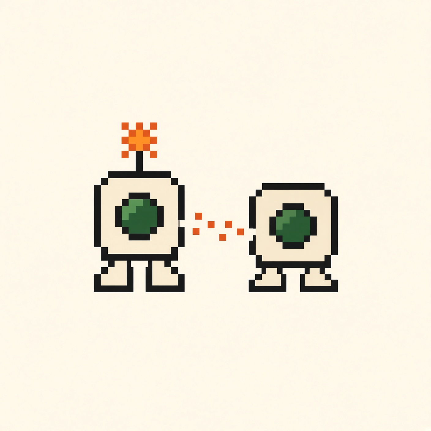 A pixel process and the paler child that woke up beside it.